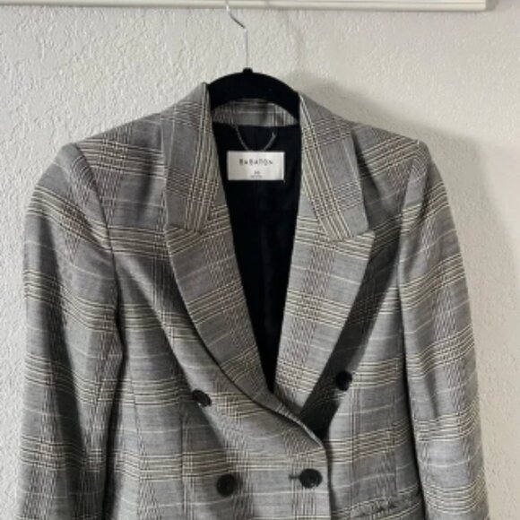 Aritzia Babaton Samuel Checked Double Breasted Blazer Jacket - Picture 2 of 5
